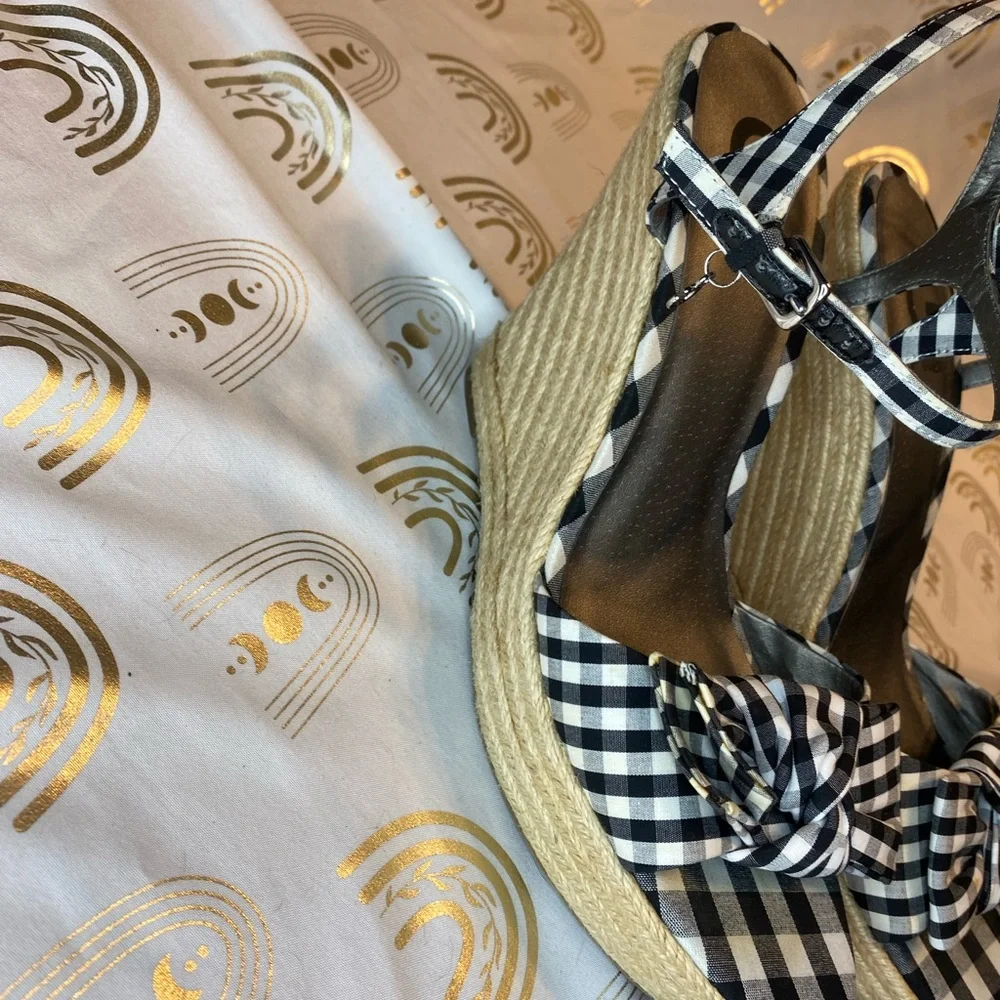 G by Guess Checkered Bow Sandals
